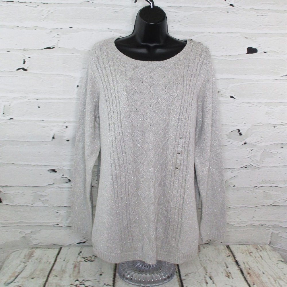 Charter Club Plus Pullover Cable Knit Sweater